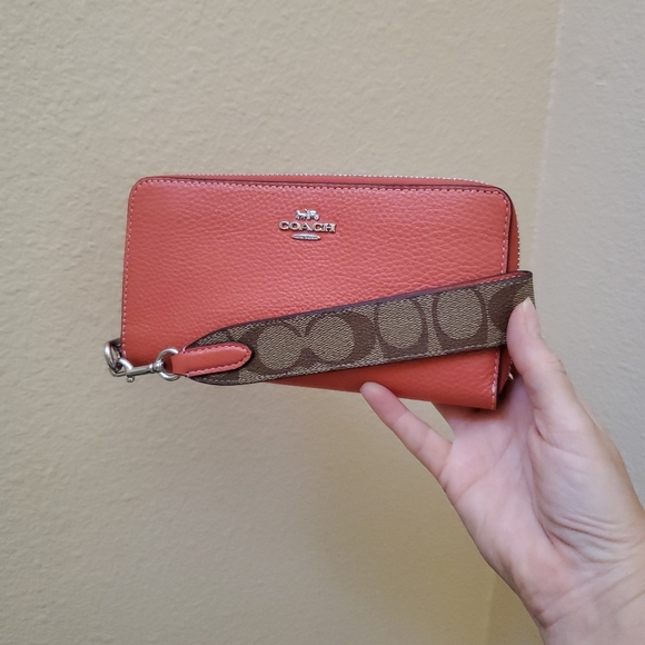 Coach Long Zip Around Wallet In Signature Canvas - Picture 12 of 13